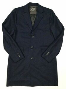 新品【COATS MILANO】“ALCEO-LPR” 圧縮ニット ヴァージンウール チェスターコート Notte SIZE:48 ルーマニア製 最高級素材