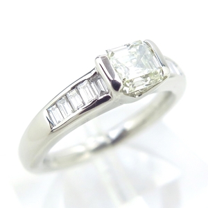 Pt900 ★ プラチナ 指輪 リング ◇ダイヤモンド1.023ct/0.260ct ●14号 誕生石 4月 シンプル【中古・新品仕上げ済み】/10019947