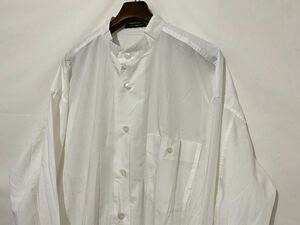 1995SS 90sヴィンテージ 初期 ISSEY MIYAKE イッセイミヤケ スタンドカラー シワ加工プリーツ シャツ 白 ドロップショルダー XL