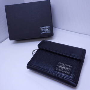 美品　PORTER / CALM WALLET　041-03122　ブラック　ポーター　カーム　ウォレット　シュリンクレザー　2024年現行モデル　外箱付