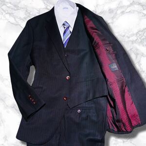 国宝級!!!希少XXLサイズ相当!!!【GLOBAL STYLE×TOLLEGNO グローバルスタイル】スーツ スリーピース◎ 最高峰の触り心地!!! 裏地の輝き◎