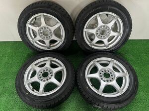 【管理番号 245-129】 6本スポークホイール 14×4.5J +43 PCD 100 114.3 マルチ DUNLOP スタッドレス 155/65R14