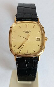 美品 稼働品 ロンジン メンズ腕時計 ゴールド文字盤 三針デイト付き LONGINES