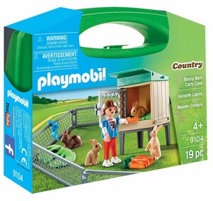 即決！新品 PLAYMOBIL プレイモービル キャリーケース セット 9104 ウサギ小屋