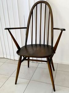 良品 アーコール ERCOL チェア 椅子 クエーカーチェア 木製 アームチェア 肘掛 ダイニングチェア イギリス 英国アンティーク 売り切り