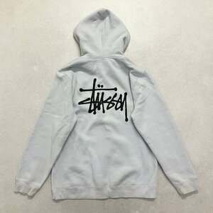 ●STUSSY ステューシー パーカー アウター フルジップ フーディー ショーンフォントロゴ 裏起毛 ライトブルー系 サイズL メンズ 0.7kg●