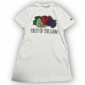 Y259★人気ブランド★Fruit of the Loom フルーツオブザルーム 半袖 ロゴプリントワンピース カジュアル 完売モデル ホワイト ガール 105cm