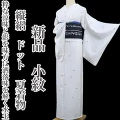 新品 縦絽 ドット 夏着物 正絹 仕付け糸付“粋な涼味と影”小紋 4249