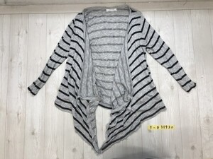 ZARA ザラ レディース ボーダー 薄手 トッパーカーディガン M グレー黒