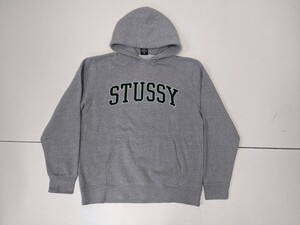 20．00s STUSSY デカロゴ スウェット パーカー プルオーバー フーディ― Y2K ストリート ステューシー メンズL グレー緑y203