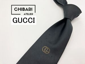 GUCCI　グッチ　ロゴ柄 ネクタイ 3本以上 送料無料 メンズ ブラックグレイ　1202183