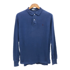 Polo by Ralph Lauren ポロ ラルフローレン 長袖 ポロシャツ ワンポイントロゴ ブルー (メンズ L) 中古 古着 Q9720