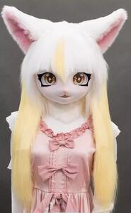 着ぐるみヘッド 猫 黄色い 全頭ヘッド ケモノ マスク ファースーツ ぬいぐるみ コスプレ コスチューム