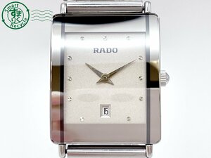 AK0601720　＃ 1円～！ RADO ラドー DIASTAR ダイアスター 160.0486.3 クォーツ QZ デイト スクエア 腕時計 グレー文字盤 シルバー