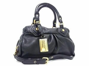 1円 ■美品■ MARC BY MARC JACOBS マークバイマークジェイコブス レザー 2WAY ハンドバッグ ショルダー クロスボディ ブラック系 FE4563