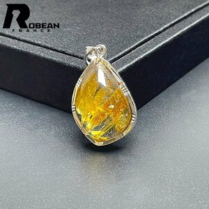 高級 EU製 定価30万円★ROBEAN・太陽花タイチンルチル・925銀ペンダント★黄金針水晶 金運 パワーストーン 31.8*19.5*11.7mm C603851