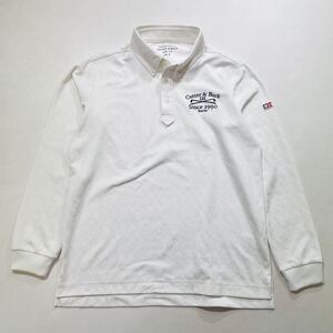 294 CUTTER & BUCK GOLF ゴルフ ストレッチ ボタンダウン 長袖 ポロシャツ サイズL カッターアンドバック ホワイト 白 41122P