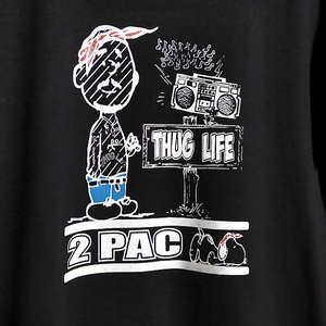 送込　2Pac×ピーナッツ　THUG LIFE　半袖Tシャツ 黒 Lサイズ