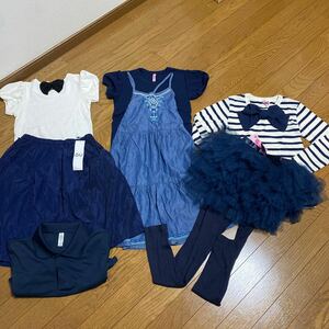 夏物!お洋服いっぱい。小学生女の子140センチ可愛いパフスリーブのトップス、大きなリボン！新品フリフリのレギンス新品GUスカート、ワンピ