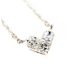 【美品】スタージュエリー　K18WG　ダイヤ　ネックレス ミステリアスハート　0.15ct