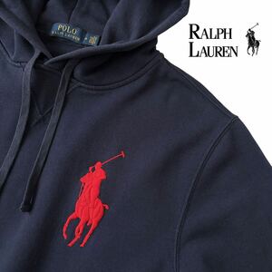 ラルフローレン RALPH LAUREN ビッグポニー プルオーバー スウェット パーカー M 175/96A (日本L) ネイビー レッド 裏地起毛