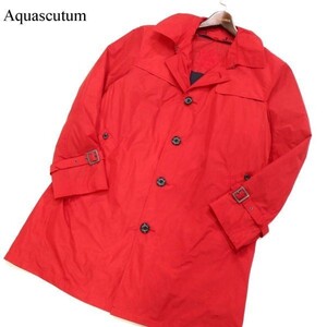 Aquascutum アクアスキュータム ウール ライナー付き★ 撥水 シングル トレンチ コート Sz.36　メンズ 赤 日本製　G2T04247_C#O