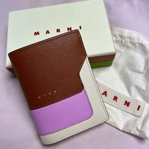 新品 未使用 MARNI BILLFOLD 2つ折り パース 財布 ピンク ブラウン ベージュ マルニ 