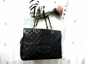 極美品 CHANEL シャネル キャビアスキン ココマーク ゴールド金具 ハンドバッグ ショルダーバッグ バッグ レザー 黒 77754