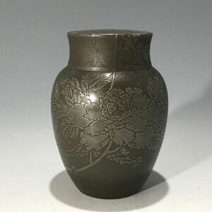 コレクター旧蔵品 錫製茶入 在銘 茶道具 古美術 時代物