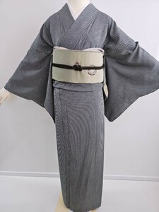 すずや■271正絹小紋　裄丈67cm　着丈1162cm 　藍鼠系