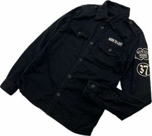 HYSTERIC GLAMOUR ☆ ワッペン◎ ミリタリー シャツ ブラック M アメカジ ワーク ストリート 古着 人気 HG ヒステリックグラマー■CE329