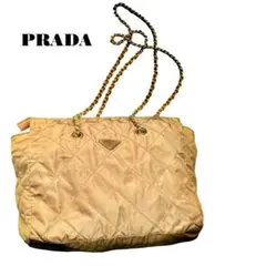 PRADA プラダ　ダブルチェーンナイロンキルティングトートバッグ