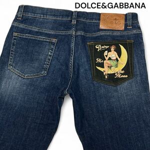 未使用級◎XLサイズ!!ドルチェ&ガッバーナ【幻の希少モデル】DOLCE&GABBANA 革タグ デニム パンツ ジーンズ スキニー インディゴ◎メンズ