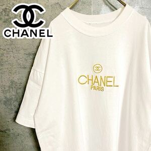 超絶希少 90s シングルステッチ CHANEL シャネル ブート bootleg Tシャツ 刺繍ロゴ ホワイト 