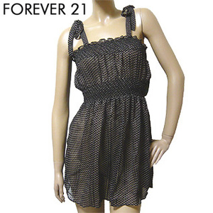 Forever21　フォーエバー21　シースルー　ドット柄　チュニック 　ダークブラウン　Ｓサイズ　forever-22