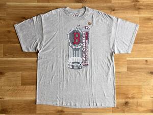 希少 BOSTON RED SOX ボストン レッドソックス Tシャツ Majestic 2013 WORLD SERIES ワールドシリーズ メジャーリーグ 杢グレー 2XLサイズ