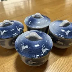 うさぎ柄蓋付き茶碗蒸し4客セット