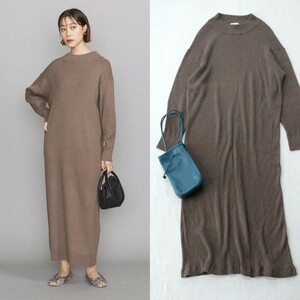 【即決】21aw 美品*1.5万 BEAUTY&YOUTH ｜コットンカシミヤ♪リブニットワンピース （ビューティ&ユース）