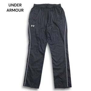 【美品】UNDER ARMOUR アンダーアーマー 通年 ロゴ刺繍★ 裾ジップ 格子柄 パンツ Sz.LG　メンズ 黒 トレーニング　C5B00026_1#R