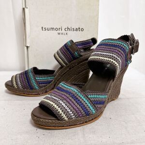 和402★ 箱付き tsumori chisato ツモリチサト サンダル ウェッジヒール シューズ グリッター 23 ブラウン レディース