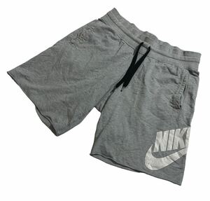 ■ NIKE ナイキ ■ ビッグ スウッシュ ロゴ プリント スウェット ハーフ パンツ グレー L