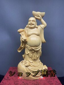 布袋様 置物 七福神 布袋尊 布袋 木彫り 縁起物 金運 木彫仏像 仏教工芸品