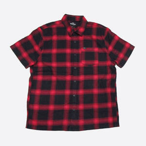 ★SALE★Hollister/ホリスター★ネルチェック半袖シャツ (Red/Black/XL)