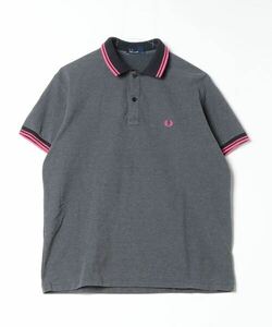 「FRED PERRY」 刺繍半袖ポロシャツ L グレー メンズ