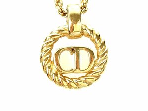 美品　クリスチャン・ディオール　Christian Dior　CDロゴ　ネックレス　ゴールドカラー　YAS-10015