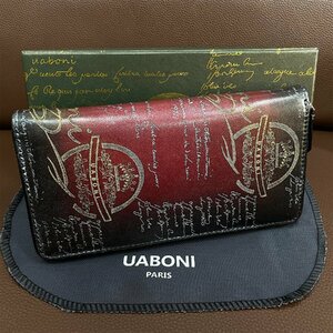 高級定価23万 特注限定品◆UABONI*ユアボニ*幻のパティーヌ*ラウンドファスナー長財布*EU製◆カリグラフィー ゴールデン 手染