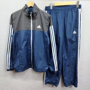 J964 adidas アディダス セットアップ 上下 ウインド ジャケット パンツ スポーツ トレーニング CLIMASTORM 切替 ネイビー ダークグレー S