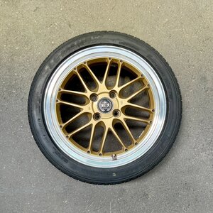 タイヤ付き社外ホイール1本　BRUNELLO(レアマイスター ブルネッロ)　16×6 1/2J　+50　100　4穴　195/45R16　2019年製　5ミリ