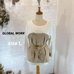 GLOBAL WORK【L】ドッキングビスチェ/トップスカットソー　リボン付