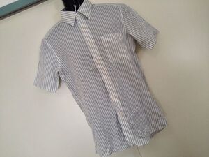 kkyj1731 ■ ユニクロ ■ シャツ トップス 半袖 Yシャツ ストライプ DRY EASY CARE SHIRT 白×青 ブルー M